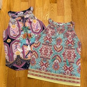 SALE 2 Rose & Olive Floral Tank Blouses XL